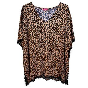 Simply Southern Leopard Print Pullover Kimono Blouse OS One Size